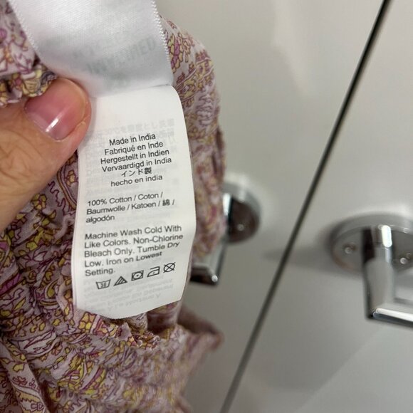 J. Crew Medium Purple, Green Boho Paisley Wrap Maxi Cotton Voile Skirt w/Pocket - Picture 14 of 16